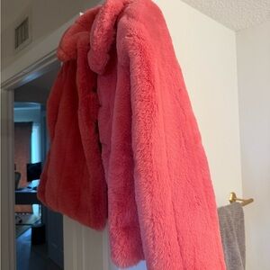Alice + Olivia Pink Teddy Jacket Plush Faux Fur